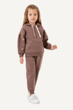 Çiçek Detaylı Kapüşonlu Kız Çocuk Eşofman Takım - Görsel 7