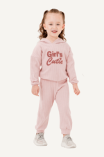 Girl's Cutie Yazılı Kapüşonlu Kız Çocuk Eşofman Takımı
