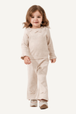 Fiyonk Detaylı İncili Kız Çocuk Triko İkili Takım