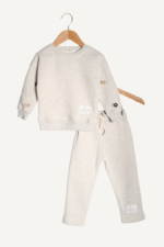 Kol Çiçek İşlemeli Kız Çocuk Eşofman Takımı