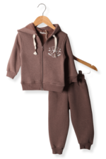 Sevimli Ayıcık Detaylı Kapüşonlu Kız Çocuk Eşofman Takımı - Görsel 12