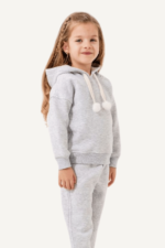 Bağcık Ponpon Detaylı Kapüşonlu Kız Çocuk Eşofman Takımı - Görsel 10