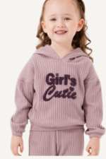 Girl's Cutie Yazılı Kapüşonlu Kız Çocuk Eşofman Takımı - Görsel 10