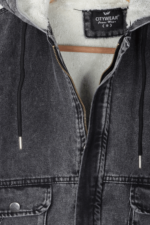 Kapüşonlu Kürklü Siyah Kız Çocuk Ceket - Görsel 3