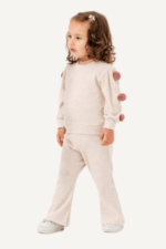 Kol Ponpon Detaylı Kız Çocuk Triko Takımı - Görsel 9