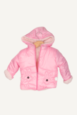 Tavşan Ponponlu Kız Bebek Kapüşonlu Mont