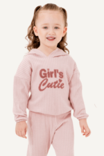 Girl's Cutie Yazılı Kapüşonlu Kız Çocuk Eşofman Takımı - Görsel 2