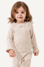 Fiyonk Detaylı İncili Kız Çocuk Triko İkili Takım - Görsel 2
