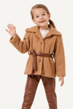 Kemerli Peluş Kabanlı Kız Çocuk Üçlü Takımı - Görsel 3