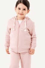 Sevimli Ayıcık Detaylı Kapüşonlu Kız Çocuk Eşofman Takımı - Görsel 3