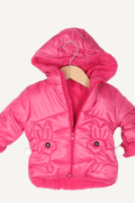 Tavşan Ponponlu Kız Bebek Kapüşonlu Mont - Görsel 5
