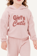 Girl's Cutie Yazılı Kapüşonlu Kız Çocuk Eşofman Takımı - Görsel 3