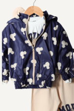 Sevimli Mous Desenli Kapüşonlu 3'lü Kız Bebek Takımı - Görsel 3