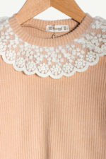 Yaka Dantel Detaylı Kız Çocuk Triko İkili Takımı - Görsel 4