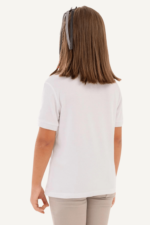 Unisex Beyaz Polo Yaka Okul Tişört - Görsel 3