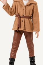 Kemerli Peluş Kabanlı Kız Çocuk Üçlü Takımı - Görsel 9