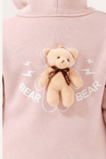 Sevimli Ayıcık Detaylı Kapüşonlu Kız Çocuk Eşofman Takımı - Görsel 4