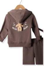 Sevimli Ayıcık Detaylı Kapüşonlu Kız Çocuk Eşofman Takımı - Görsel 8