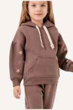 Çiçek Detaylı Kapüşonlu Kız Çocuk Eşofman Takım - Görsel 10