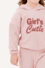 Girl's Cutie Yazılı Kapüşonlu Kız Çocuk Eşofman Takımı - Görsel 4