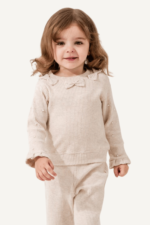 Fiyonk Detaylı İncili Kız Çocuk Triko İkili Takım - Görsel 4