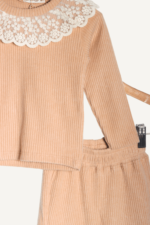 Yaka Dantel Detaylı Kız Çocuk Triko İkili Takımı - Görsel 3