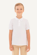 Unisex Beyaz Polo Yaka Okul Tişört - Görsel 2