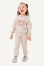 Girl's Cutie Yazılı Kapüşonlu Kız Çocuk Eşofman Takımı - Görsel 5