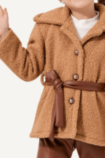 Kemerli Peluş Kabanlı Kız Çocuk Üçlü Takımı - Görsel 4