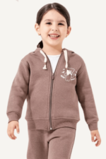 Sevimli Ayıcık Detaylı Kapüşonlu Kız Çocuk Eşofman Takımı - Görsel 7