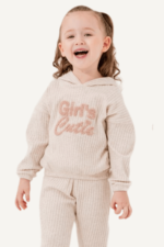 Girl's Cutie Yazılı Kapüşonlu Kız Çocuk Eşofman Takımı - Görsel 6