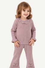 Fiyonk Detaylı İncili Kız Çocuk Triko İkili Takım - Görsel 6