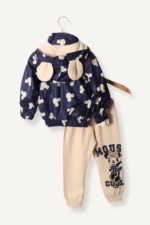 Sevimli Mous Desenli Kapüşonlu 3'lü Kız Bebek Takımı - Görsel 6