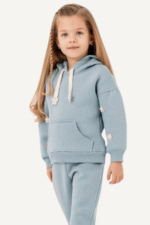 Çiçek Detaylı Kapüşonlu Kız Çocuk Eşofman Takım - Görsel 2