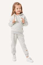 Bağcık Ponpon Detaylı Kapüşonlu Kız Çocuk Eşofman Takımı - Görsel 7