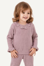 Fiyonk Detaylı İncili Kız Çocuk Triko İkili Takım - Görsel 7