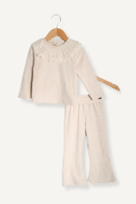 Yaka Dantel Detaylı Kız Çocuk Triko İkili Takımı - Görsel 7
