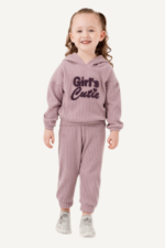 Girl's Cutie Yazılı Kapüşonlu Kız Çocuk Eşofman Takımı - Görsel 8