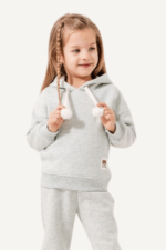 Bağcık Ponpon Detaylı Kapüşonlu Kız Çocuk Eşofman Takımı - Görsel 8