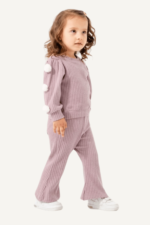 Kol Ponpon Detaylı Kız Çocuk Triko Takımı - Görsel 7