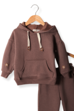 Çiçek Detaylı Kapüşonlu Kız Çocuk Eşofman Takım - Görsel 12