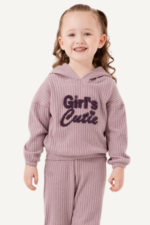 Girl's Cutie Yazılı Kapüşonlu Kız Çocuk Eşofman Takımı - Görsel 9