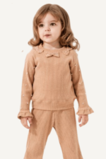 Fiyonk Detaylı İncili Kız Çocuk Triko İkili Takım - Görsel 9