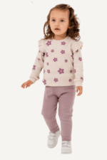 Şirin Çiçek Desenli Kız Çocuk Takımı