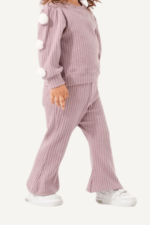 Kol Ponpon Detaylı Kız Çocuk Triko Takımı - Görsel 6