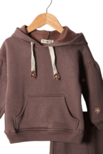 Çiçek Detaylı Kapüşonlu Kız Çocuk Eşofman Takım - Görsel 13