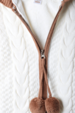 Fermuar Ponponlu Peluş Örgü Desenli Bebek Tulum - Görsel 2