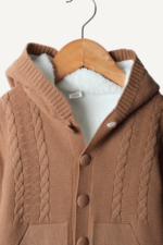 Düğmeli Kapüşonlu Erkek Bebek Triko Tulum - Görsel 2