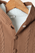 Düğmeli Kapüşonlu Erkek Bebek Triko Tulum - Görsel 5