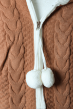 Fermuar Ponponlu Peluş Örgü Desenli Bebek Tulum - Görsel 5